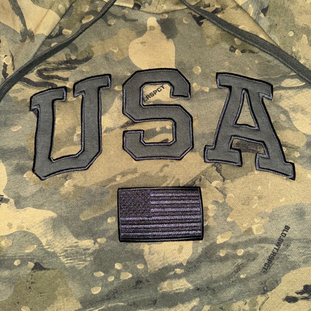 Under Armour Project Rock Mens USA Camo Hoodie Green ColdGear Medium J526-365 - Picture 2 of 8